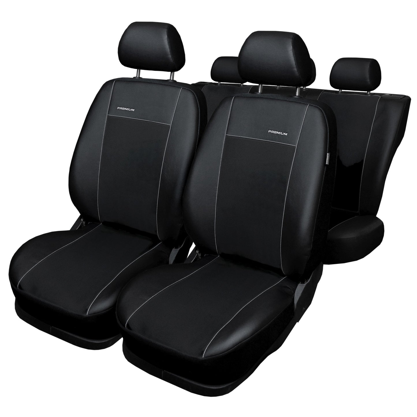 Huse scaune auto alcantara premium negre - 9 buc universale , din imitatie de piele , rezistente in timp , cu cleme de prindere , usor de intretinut AH188