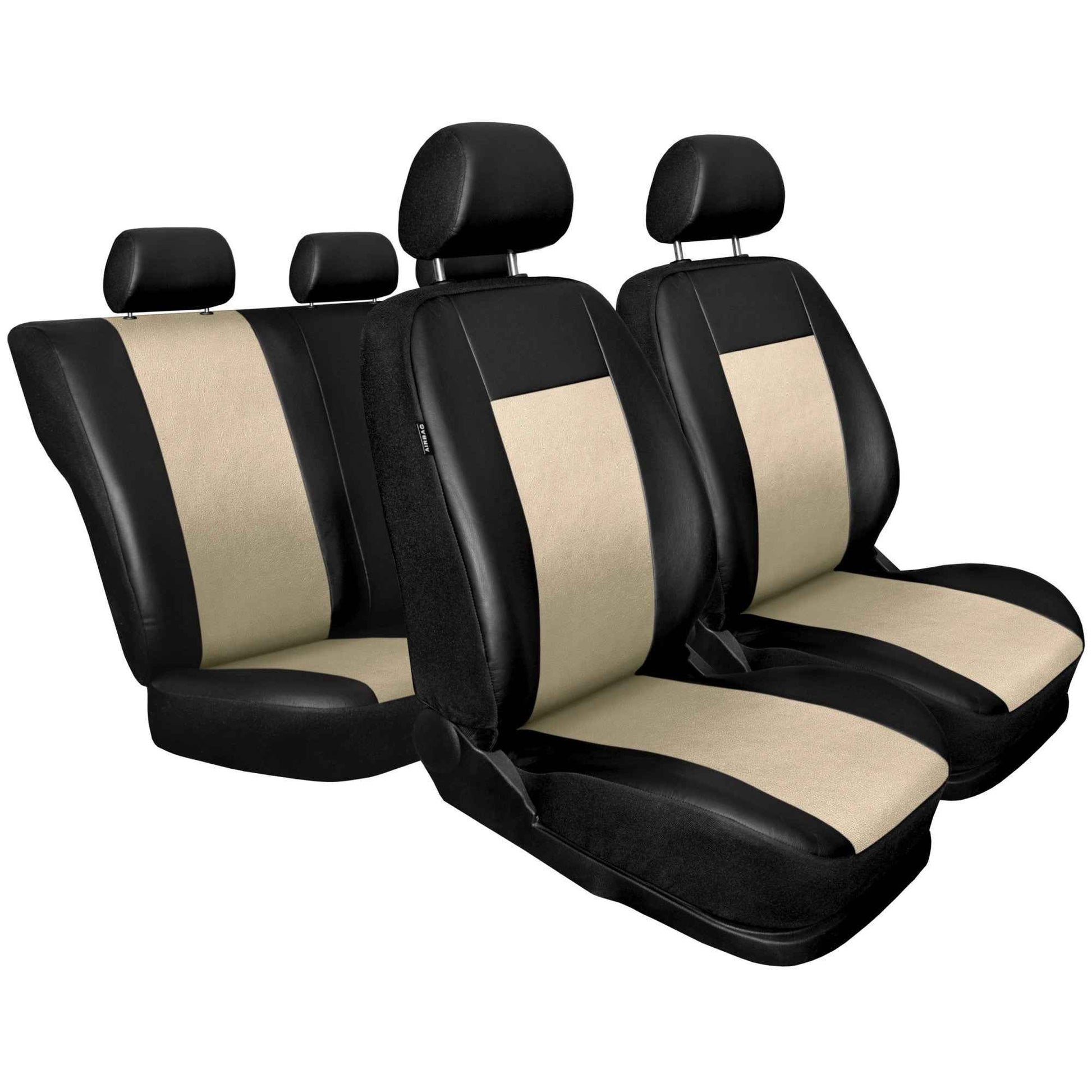 Set huse auto universale , 9 bucati , din gama comfort , eleganta si siguranta , de culoare neagra cu crem , 3 mm spuma AH191C