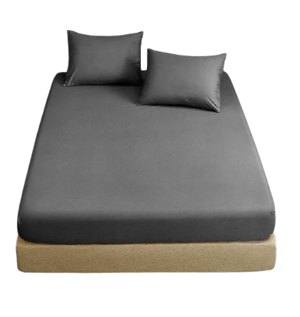 Cearceaf de pat cu elastic, bumbac natural 100%, gri