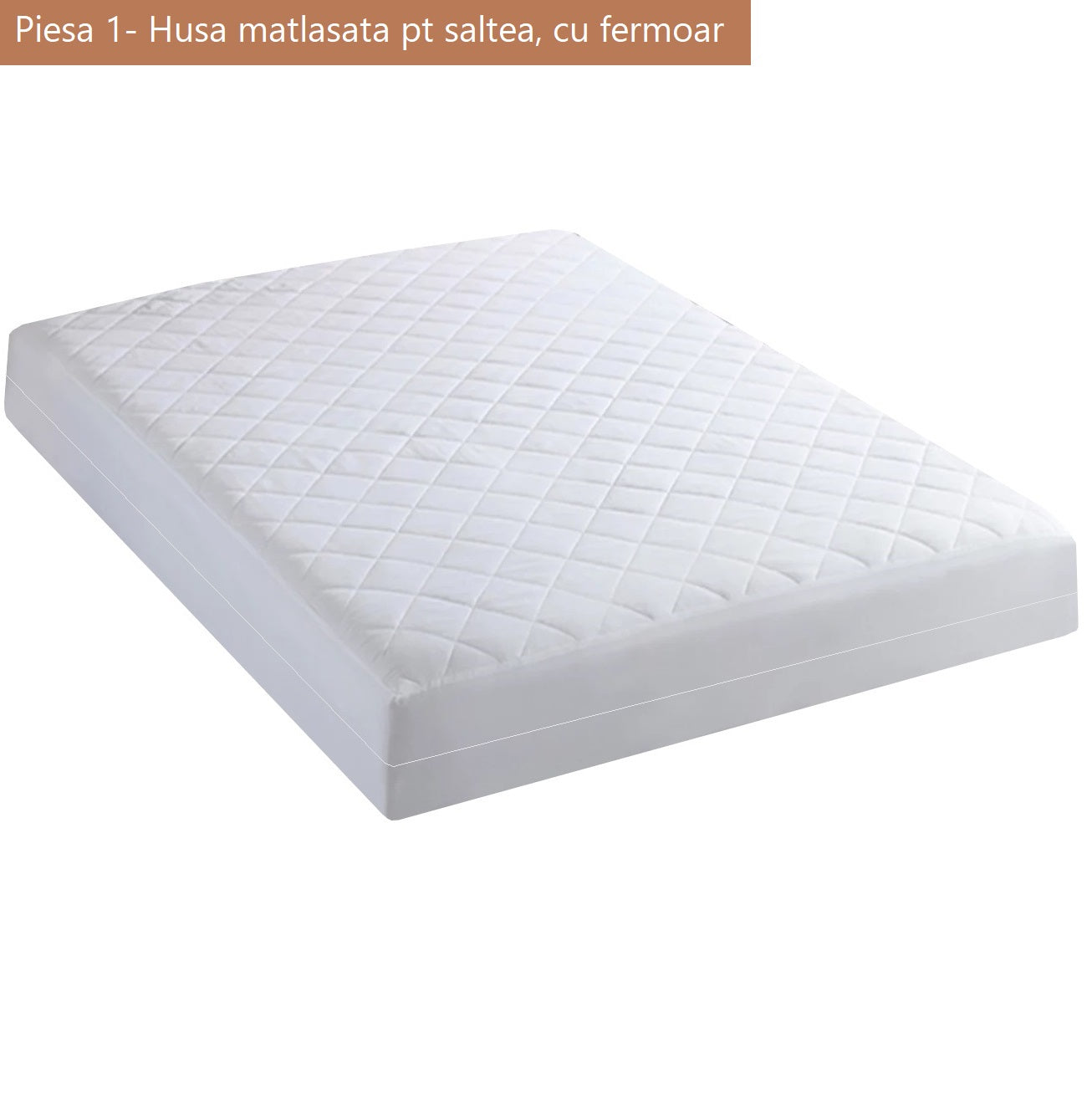 Set 2 piese, husa de protectie saltea si husa perna, cu fermoar, matlasate, Metru Patrat - MetruPatrat.ro