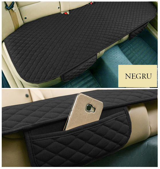 Set 3 protectii auto pentru bancheta spate si scaune fata, matlasate, model universal, negre