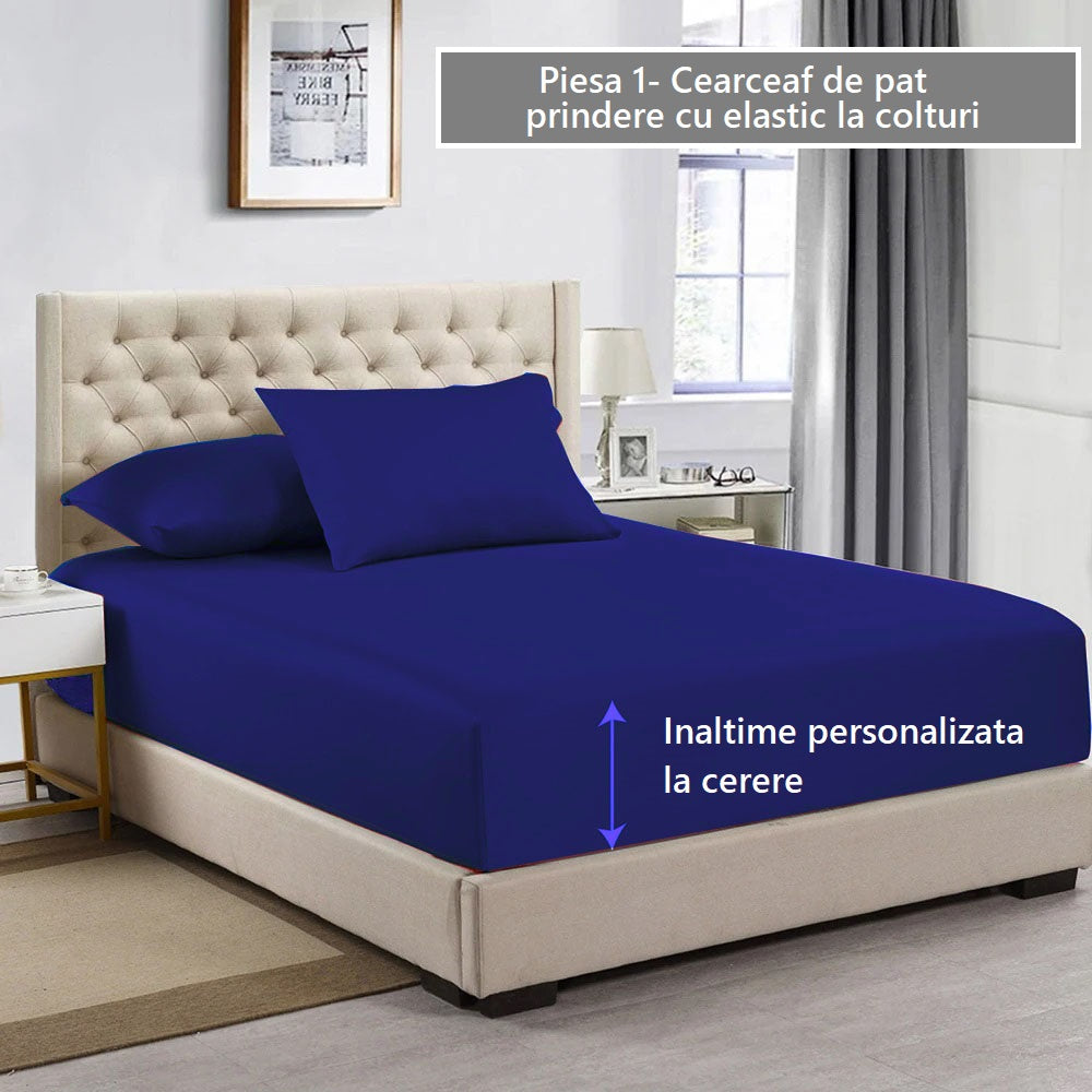 Cearceaf de pat cu elastic, bumbac natural 100%, bleumaren - MetruPatrat.ro