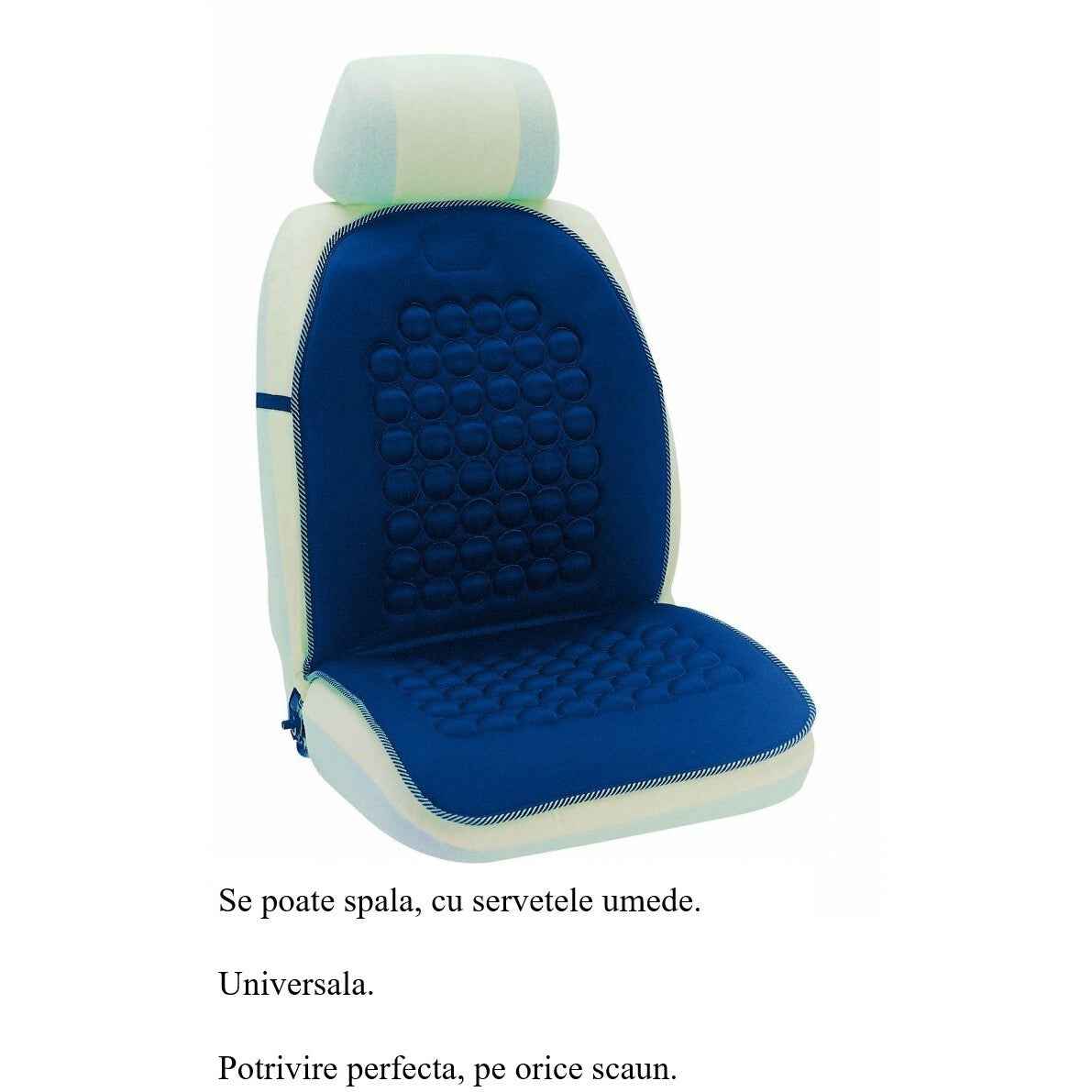 Husa scaun auto unversala , masaj cu magneti , de culoare albastra 12085