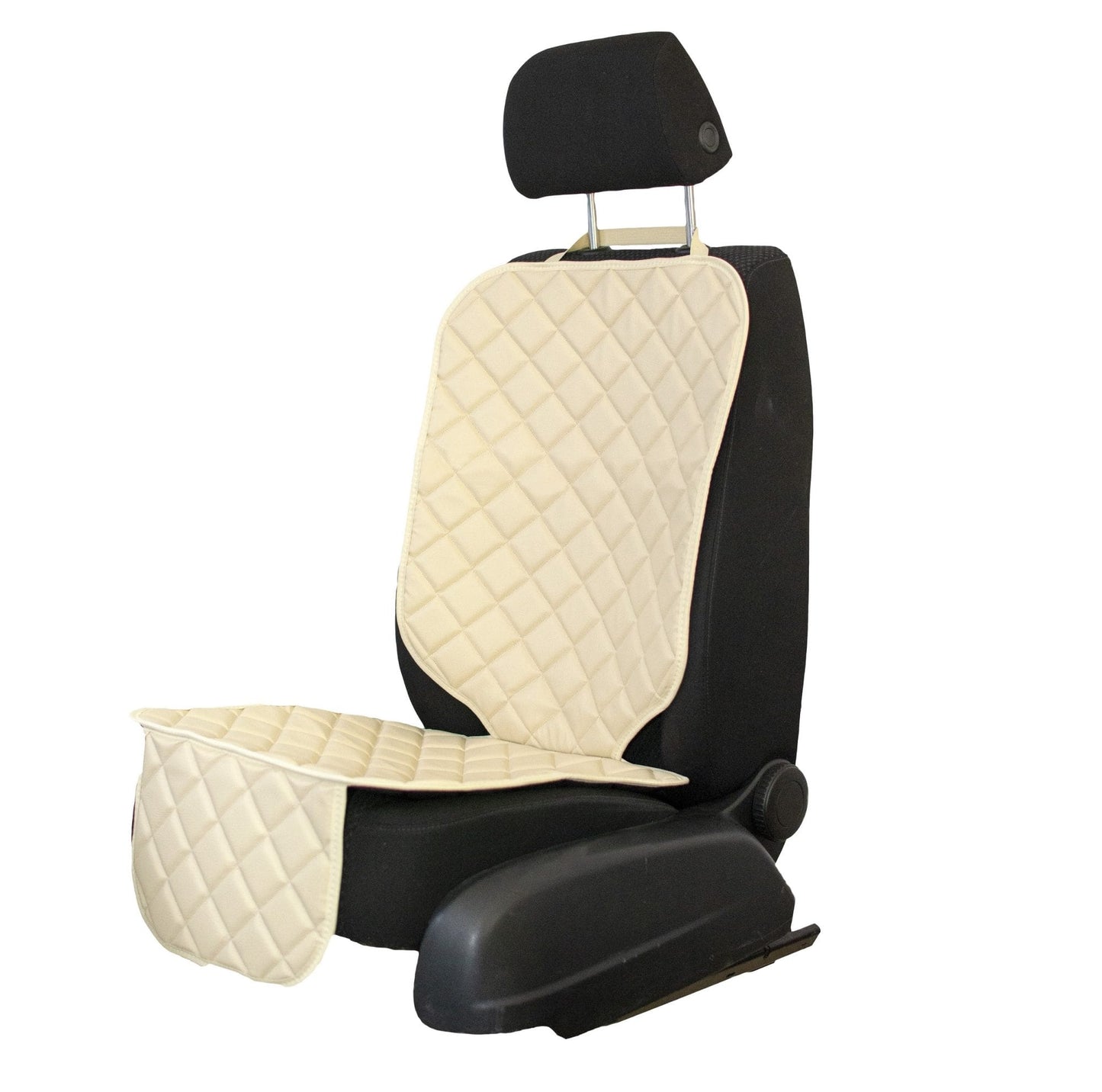 Protectie scaun auto copii, scoica bebe, crem, din piele ecologica matlasata, lavabila, impermeabila, Metru Patrat 5062