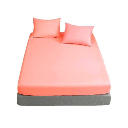 Cearceaf de pat cu elastic, bumbac natural 100%, roz pal