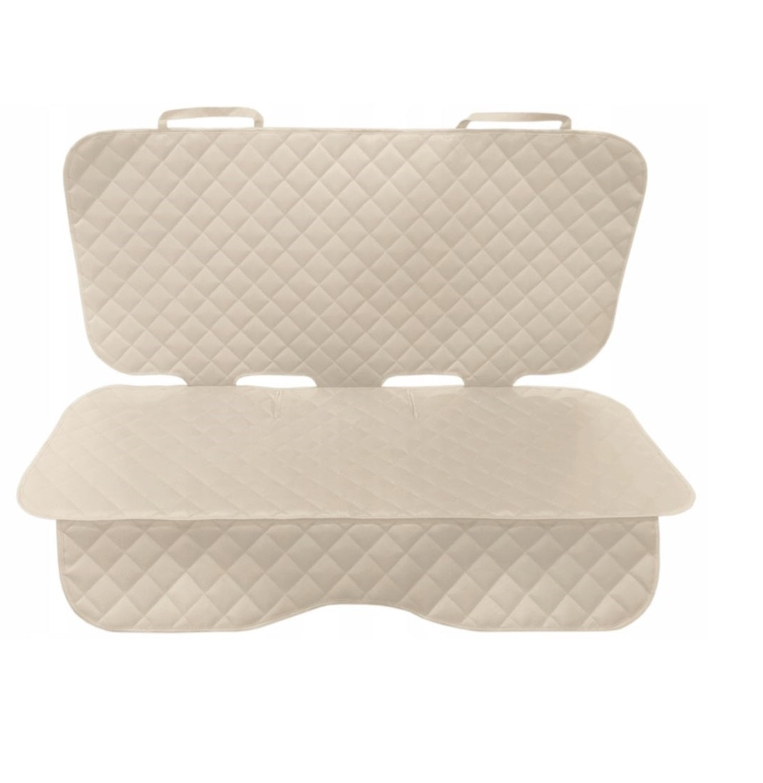 Set 2 protectii scaune auto, universale, matlasate, crem, lavabile, impermeabile - protectie matlasata pentru bancheta din spate si protectie spatar scaun