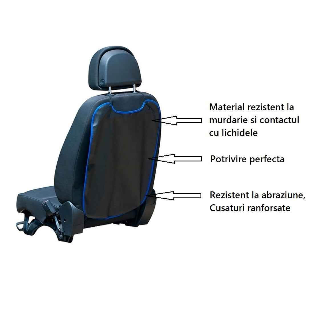 Set 4 protectii scaune auto - 2 protectii spatar scaun fata si 2 protectii bancheta spate scaun, scoica bebe 10070 + 20201