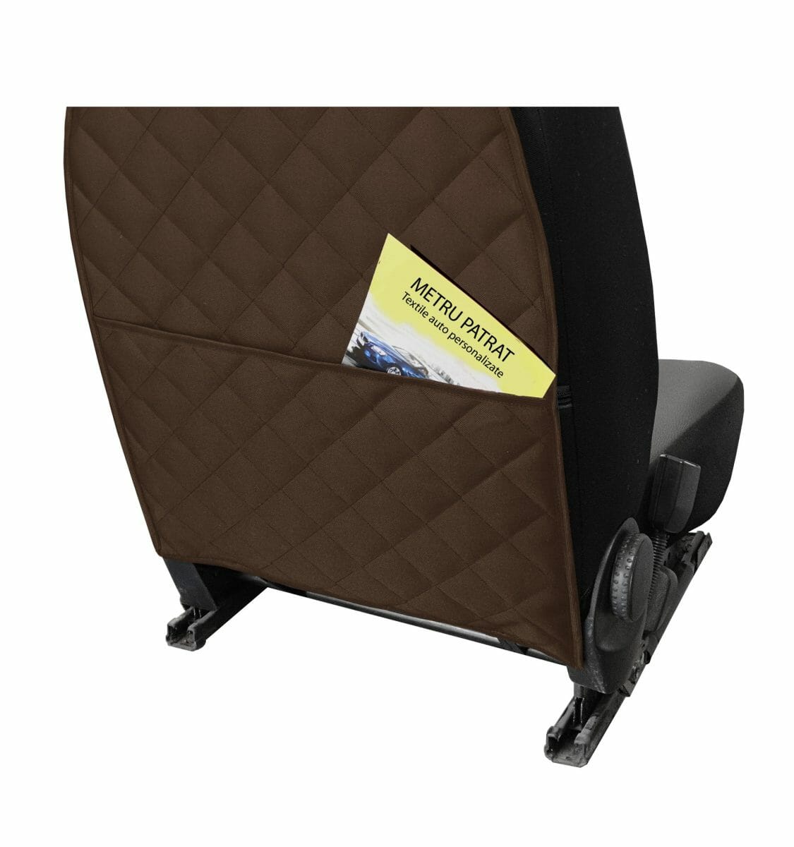 Protectie spatar scaun cu buzunar organizator, maro, universala, Metru Patrat 5083 - MetruPatrat.ro