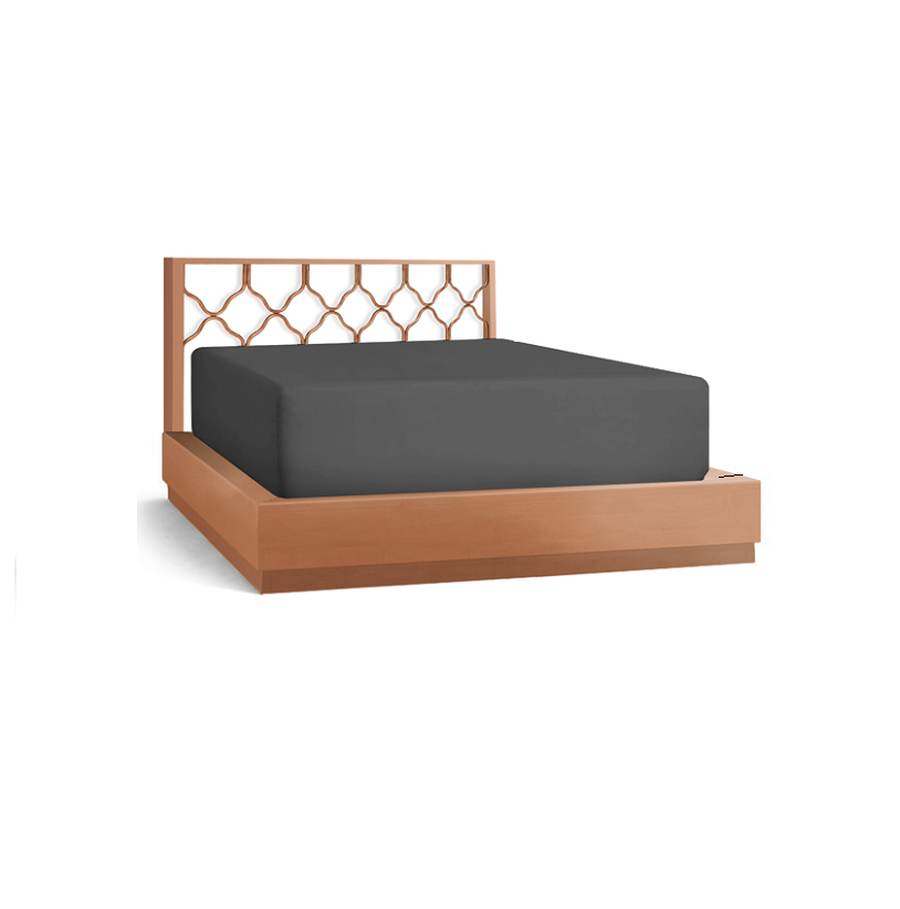 Cearceaf de pat cu elastic, bumbac natural 100%, gri