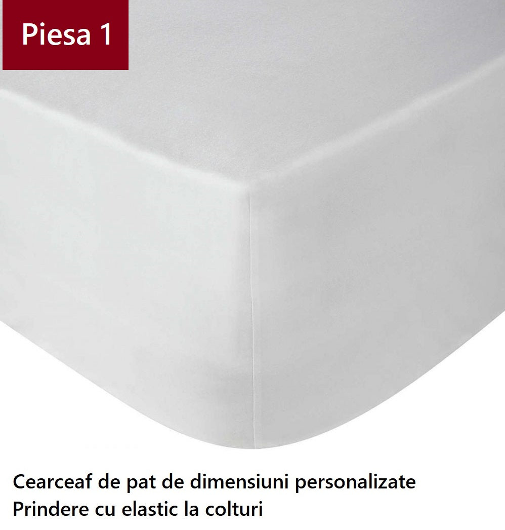 Cearceaf de pat cu elastic, bumbac natural 100%, alb