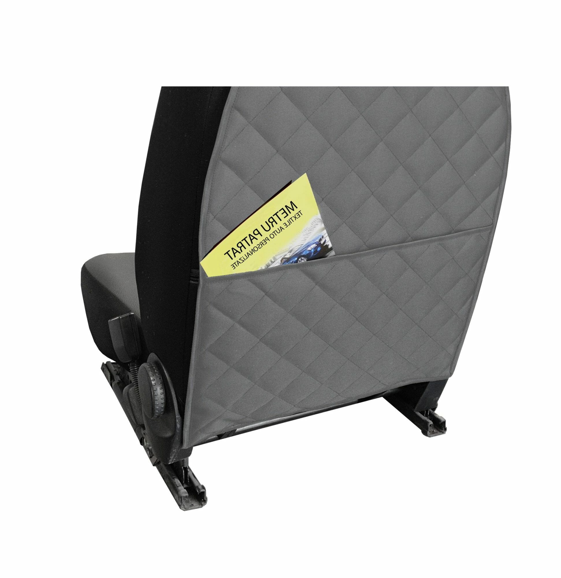 Set 2 protectii auto matlasate, universale, lavabile, gri, protectie scaun sau bancheta si protectie spatar scaun cu buzunar organizator, Metru Patrat - MetruPatrat.ro