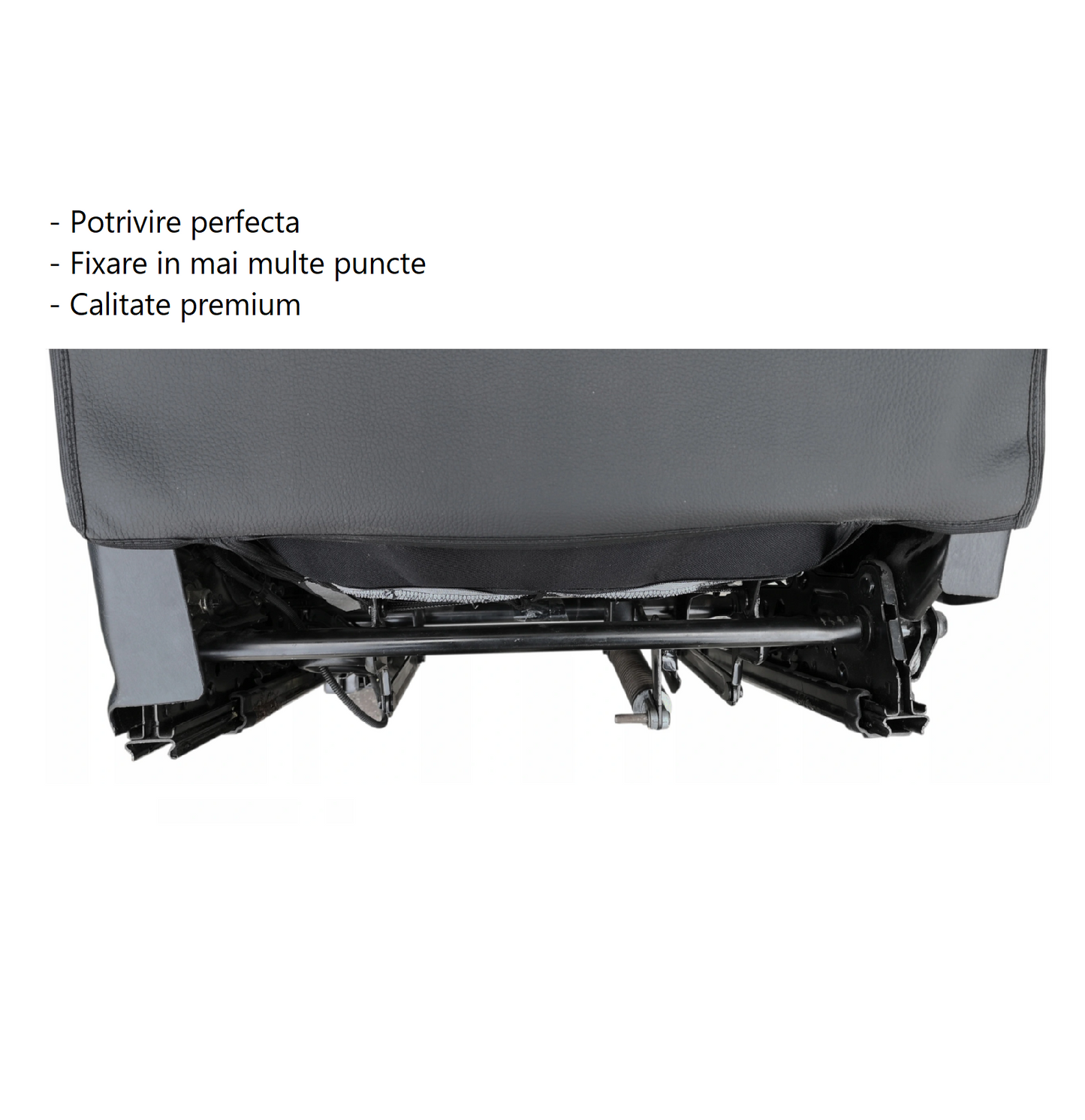 Set 2 protectii auto pentru spatarul scaunului din fata, din piele ecologica, neagre, lavabile, impermeabile, 65 cm x 48 cm