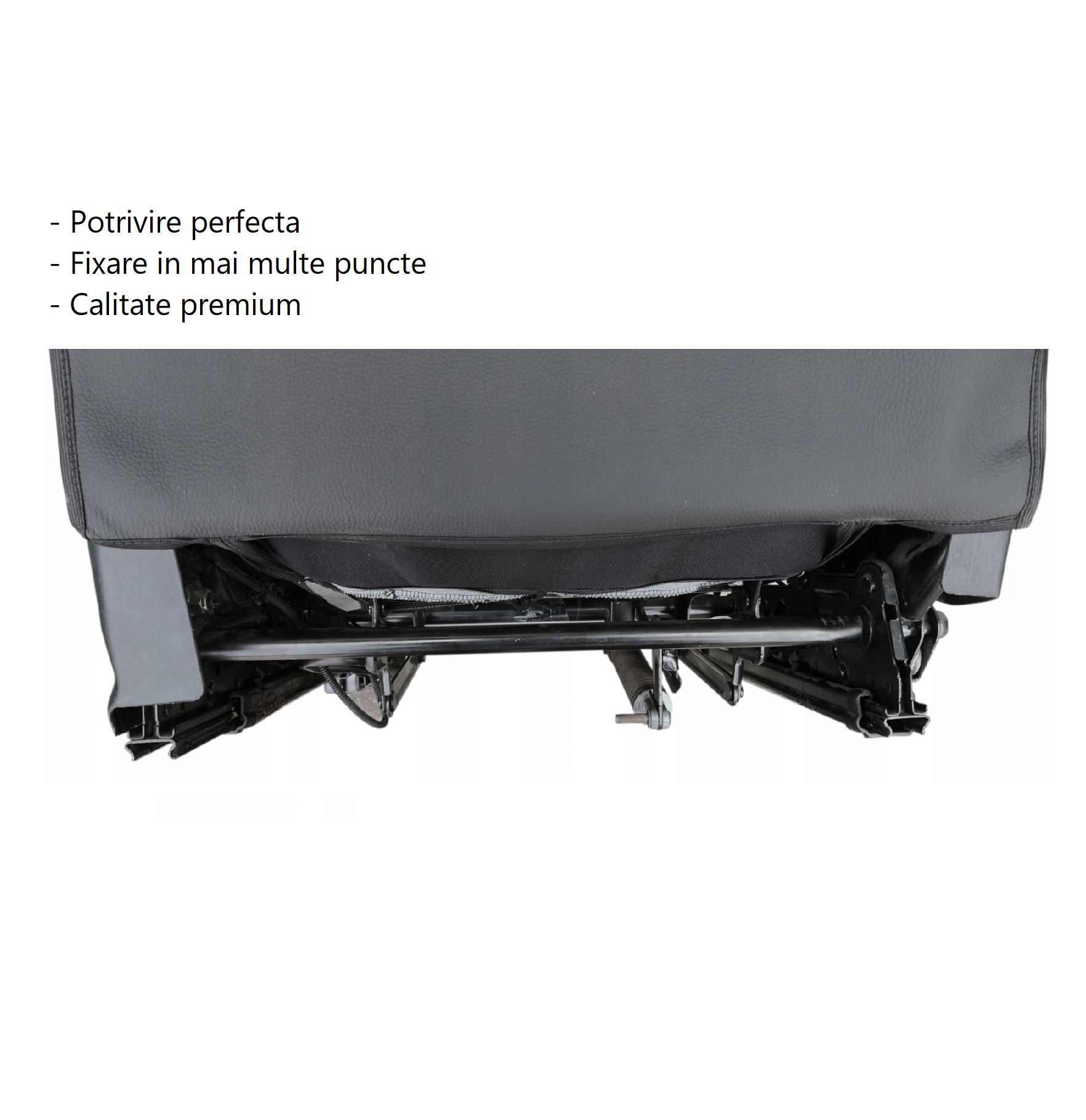 Set 2 protectii auto pentru spatarul scaunului din fata, din piele ecologica, neagre, lavabile, impermeabile, 70 cm x 55 cm