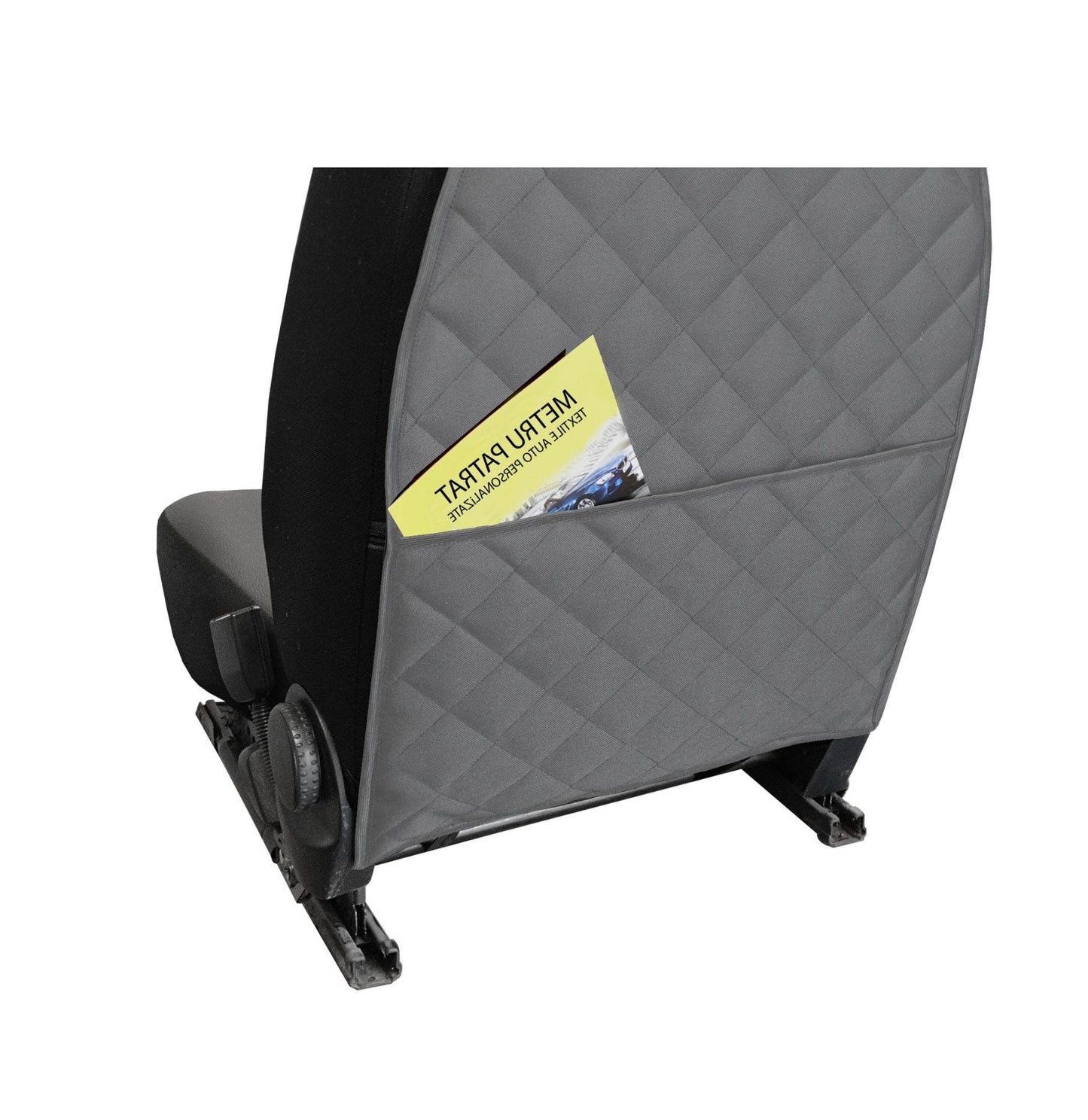 Set doua protectii auto matlasate, universale, pentru spatarul scaunului, cu buzunar organizator, gri, Metru Patrat 2x 5081