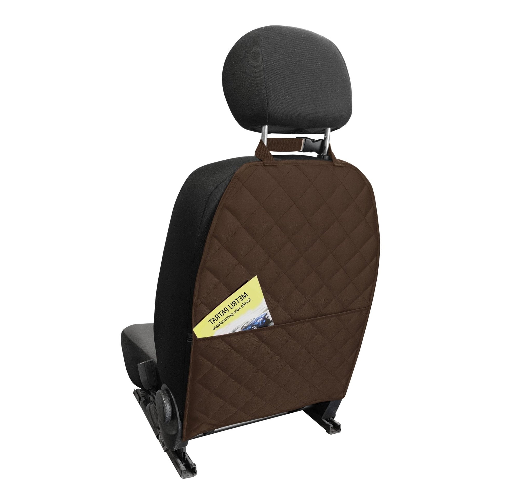 Set doua protectii auto matlasate, universale, pentru spatarul scaunului, cu buzunar organizator, maro, Metru Patrat 2x 5083 - MetruPatrat.ro