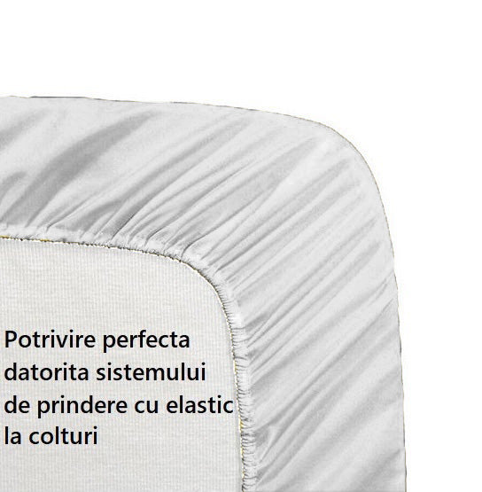 Cearceaf de pat cu elastic, bumbac natural 100%, alb