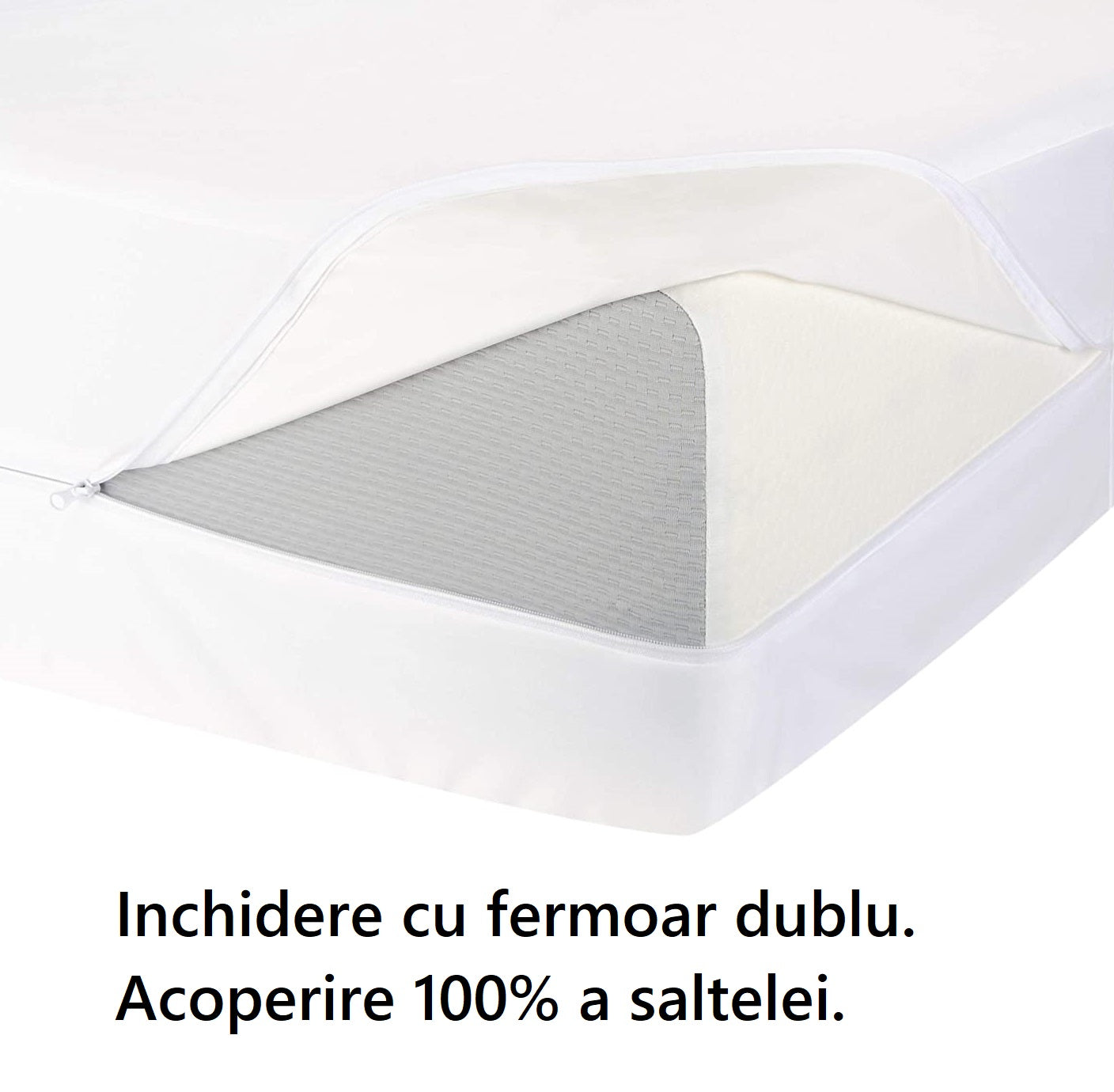 Set 2 piese impermeabile, compus din husa de protectie impermeabila cu fermoar + 1 husa impermeabila pentru perna - MetruPatrat.ro