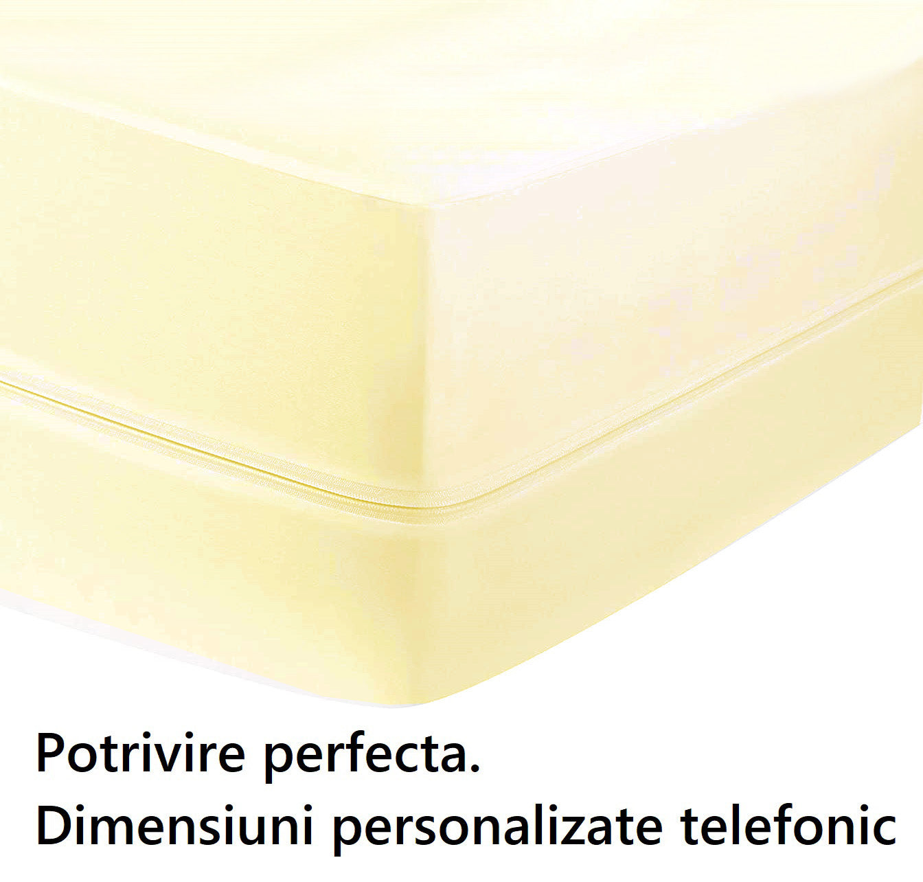Husa cu fermoar pentru saltea din bumbac 100% natural, de culoare crem, ivory - MetruPatrat.ro