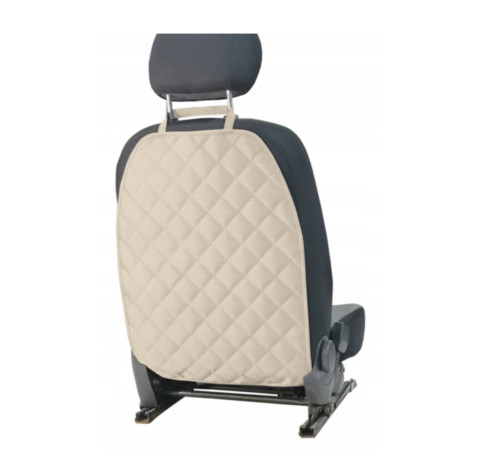 Set 3 huse de protectie scaune auto, universale, matlasate, crem, lavabile, impermeabile - protectie matlasata pentru bancheta din spate si 2 protectii spatar scaun