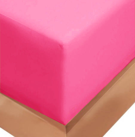 Cearceaf de pat cu elastic, bumbac natural 100%, roz aprins, magenta - MetruPatrat.ro