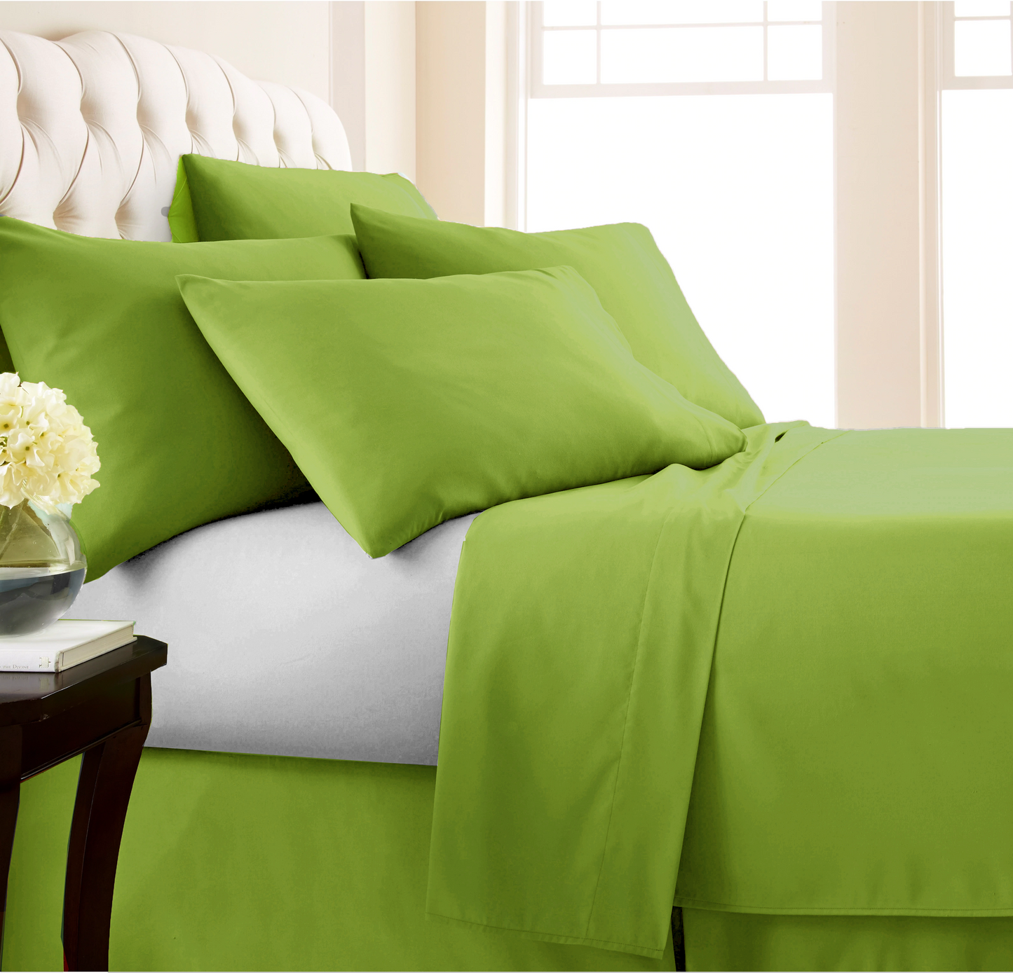 Fata de perna, bumbac natural 100% verde mat - 1 bucata - MetruPatrat.ro