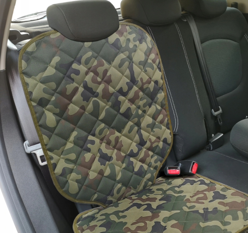 Set 2 huse de protectie scaune auto, universale - protectie spatar scaun fata matlasata si protectie matlasata pentru scaun auto, scoica bebe, army