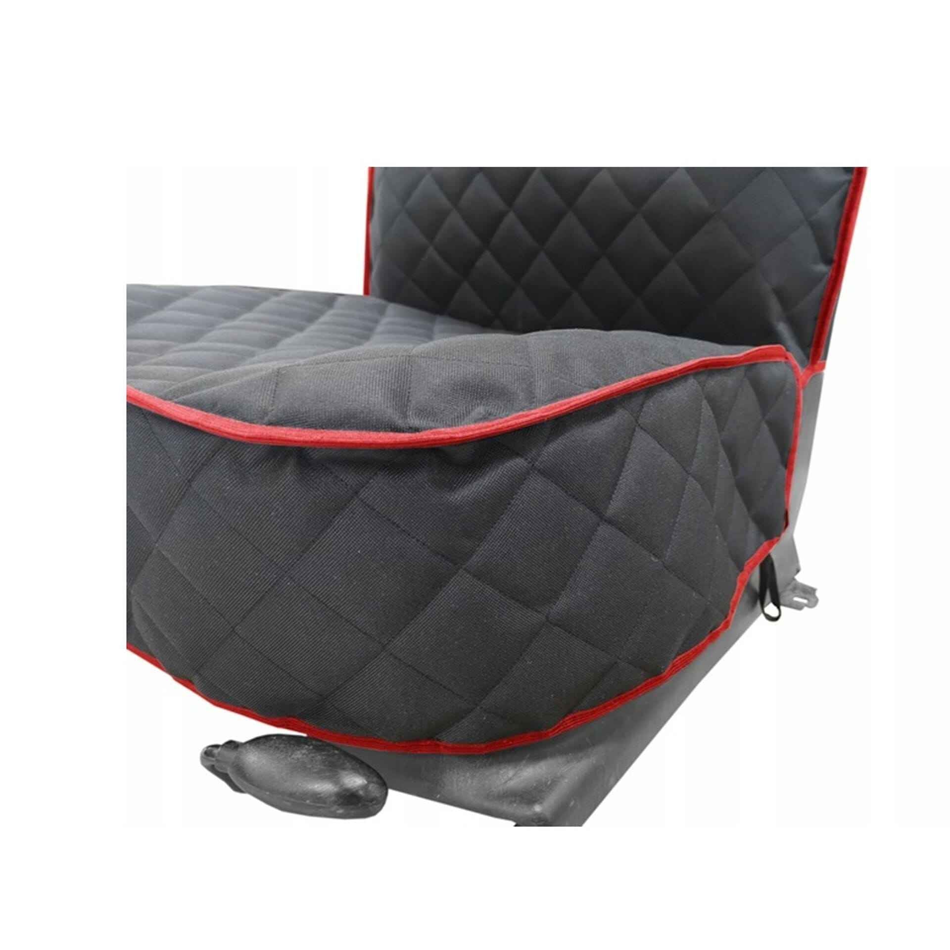 Husa de protectie matlasata, auto, pentru transport animale sau service, neagru - rosu, impermeabila, matlasata, labavila, Metru Patrat