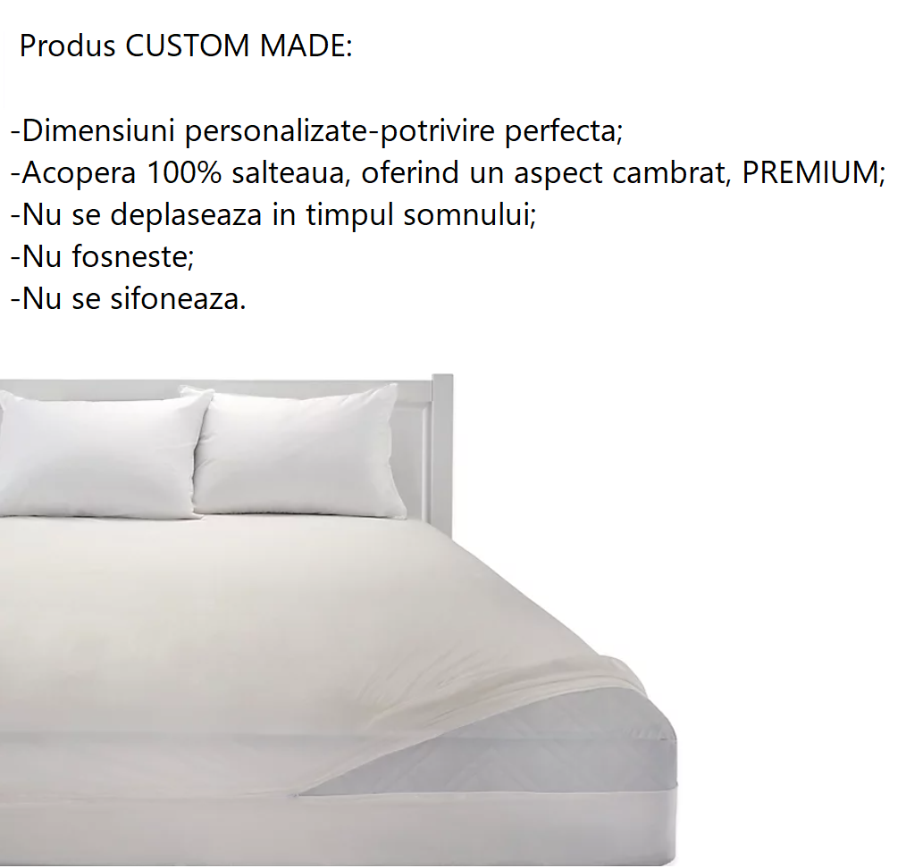 Husa cu fermoar pentru saltea din bumbac 100% natural, de culoare alb uni - MetruPatrat.ro