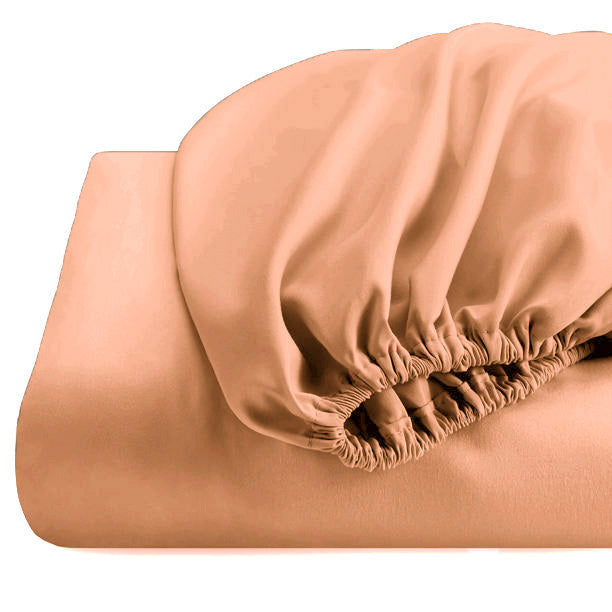 Cearceaf de pat cu elastic, bumbac natural 100%, somon - MetruPatrat.ro