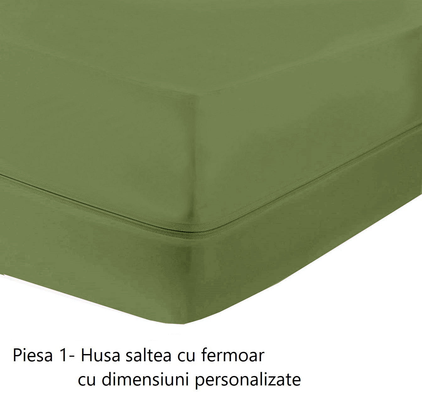 Husa cu fermoar pentru saltea din bumbac 100% natural, de culoare verde army - MetruPatrat.ro