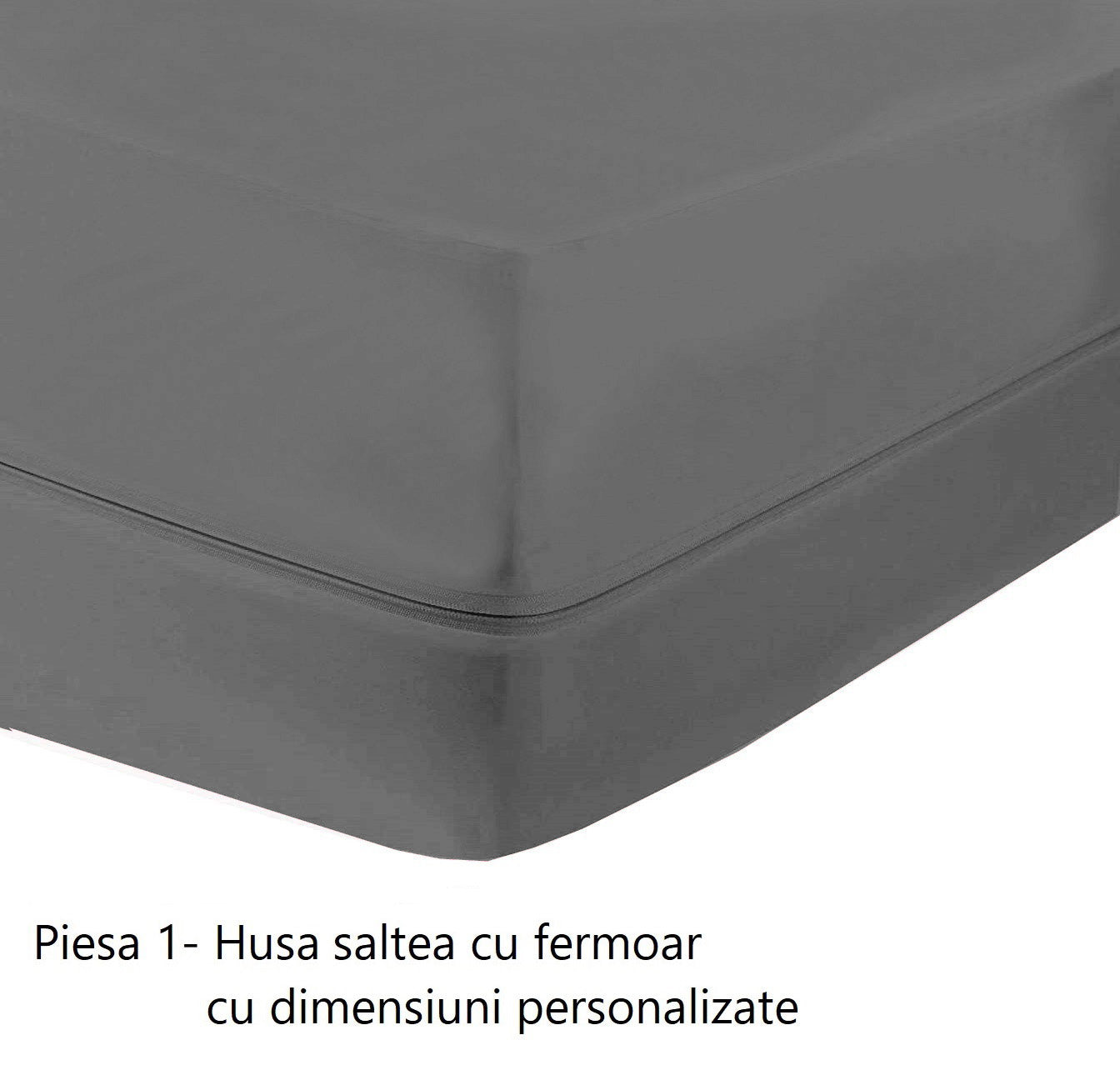Husa cu fermoar pentru saltea din bumbac 100% natural, de culoare gri uni - MetruPatrat.ro