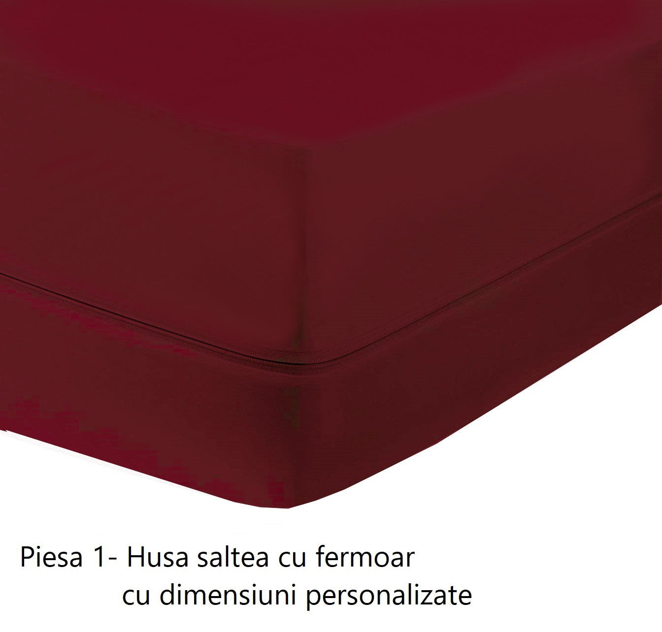 Husa cu fermoar pentru saltea din bumbac 100% natural, de culoare grena uni - MetruPatrat.ro