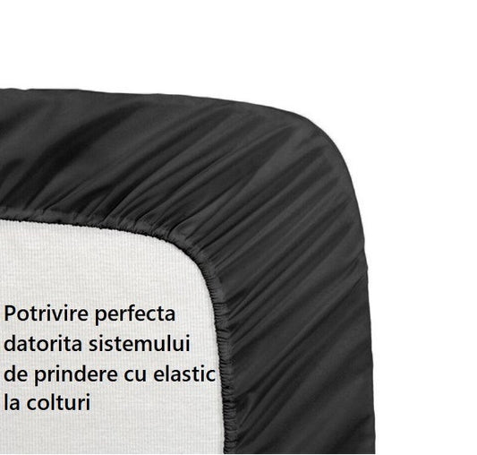 Cearceaf de pat cu elastic, bumbac natural 100%, negru