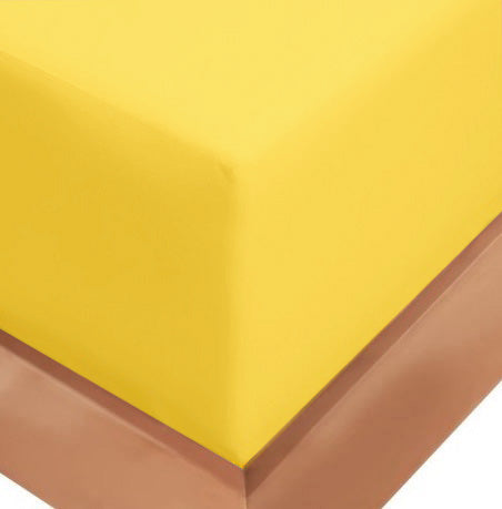 Cearceaf de pat cu elastic, bumbac natural 100%, galben pal - MetruPatrat.ro