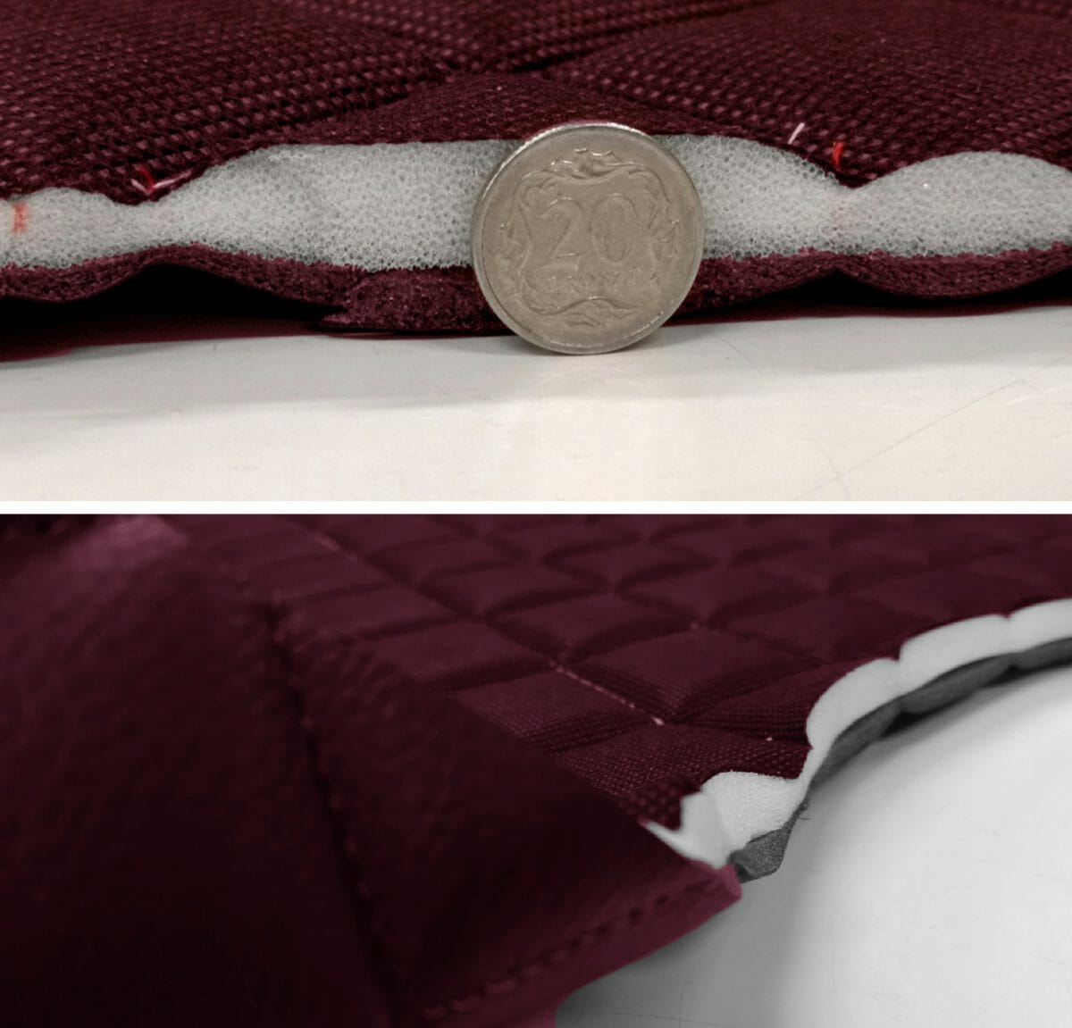 Set 2 protectii auto matlasate, universale, lavabile, grena, protectie scaun sau bancheta si protectie spatar scaun cu buzunar organizator, Metru Patrat