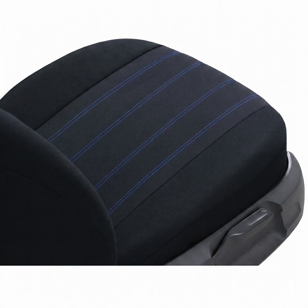 Set 2 huse auto universale tip maieu, Confort, din textil tapiterie, Negru - Albastru