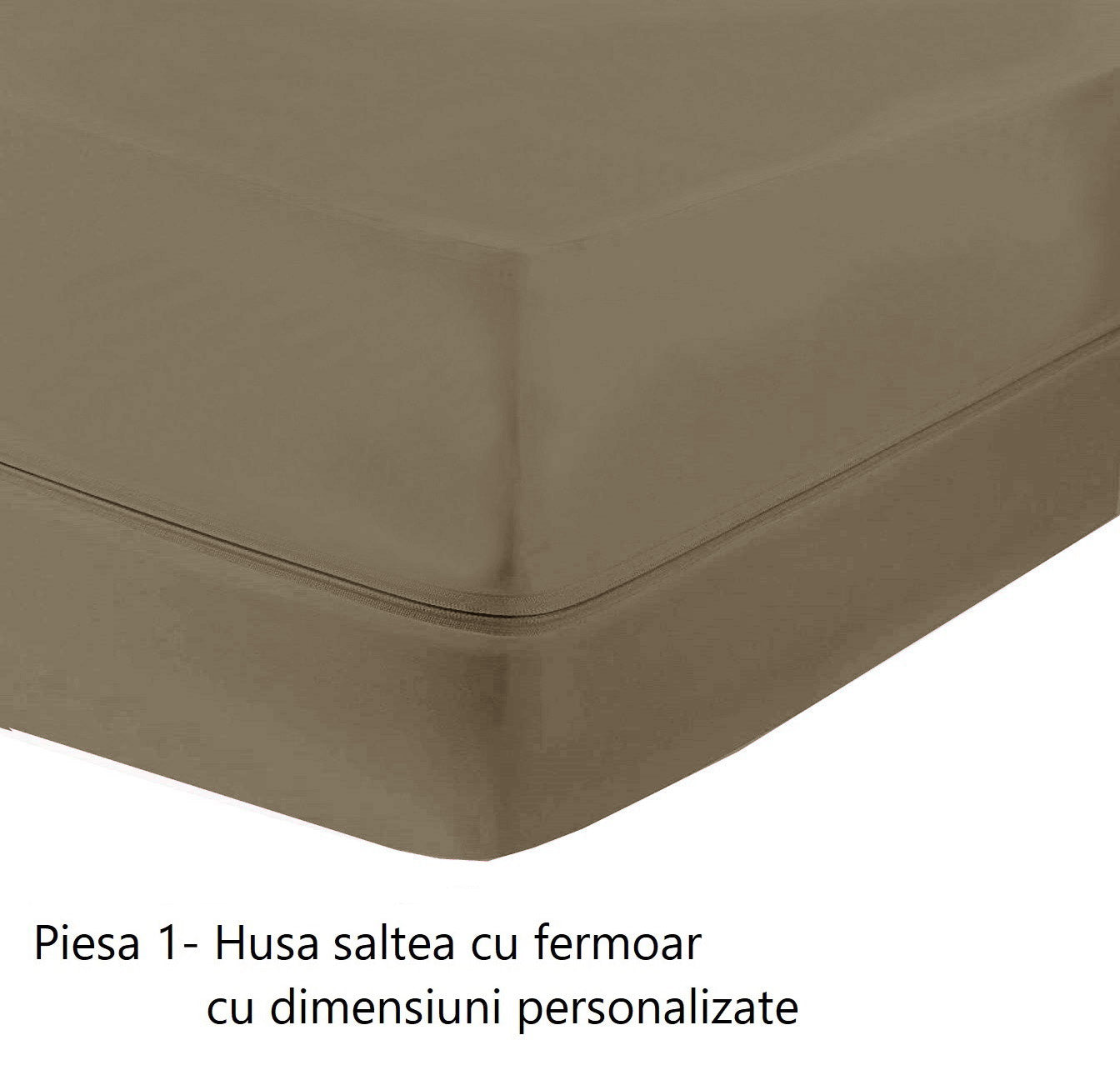 Husa cu fermoar pentru saltea din bumbac 100% natural, de culoare maro - MetruPatrat.ro