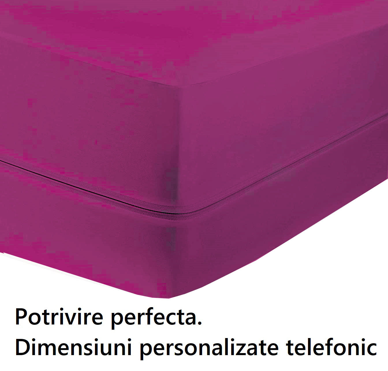 Husa cu fermoar pentru saltea din bumbac 100% natural, de culoare mov uni - MetruPatrat.ro