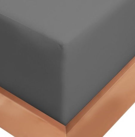 Cearceaf de pat cu elastic, bumbac natural 100%, gri