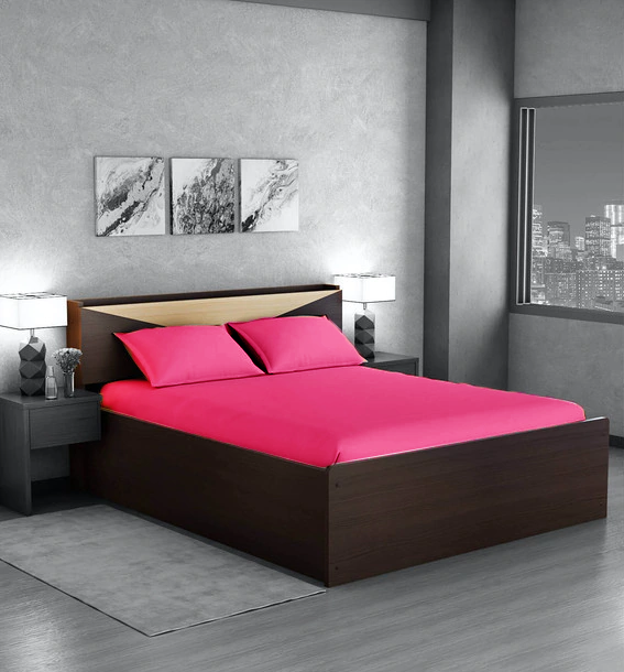 Husa cu fermoar pentru saltea din bumbac 100% natural, de culoare roz magenta