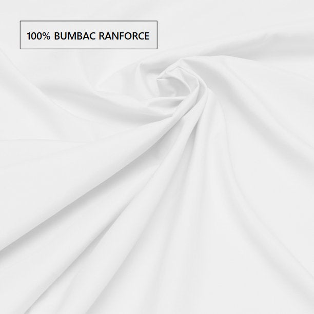 Cearceaf de pat cu elastic, bumbac natural 100%, alb