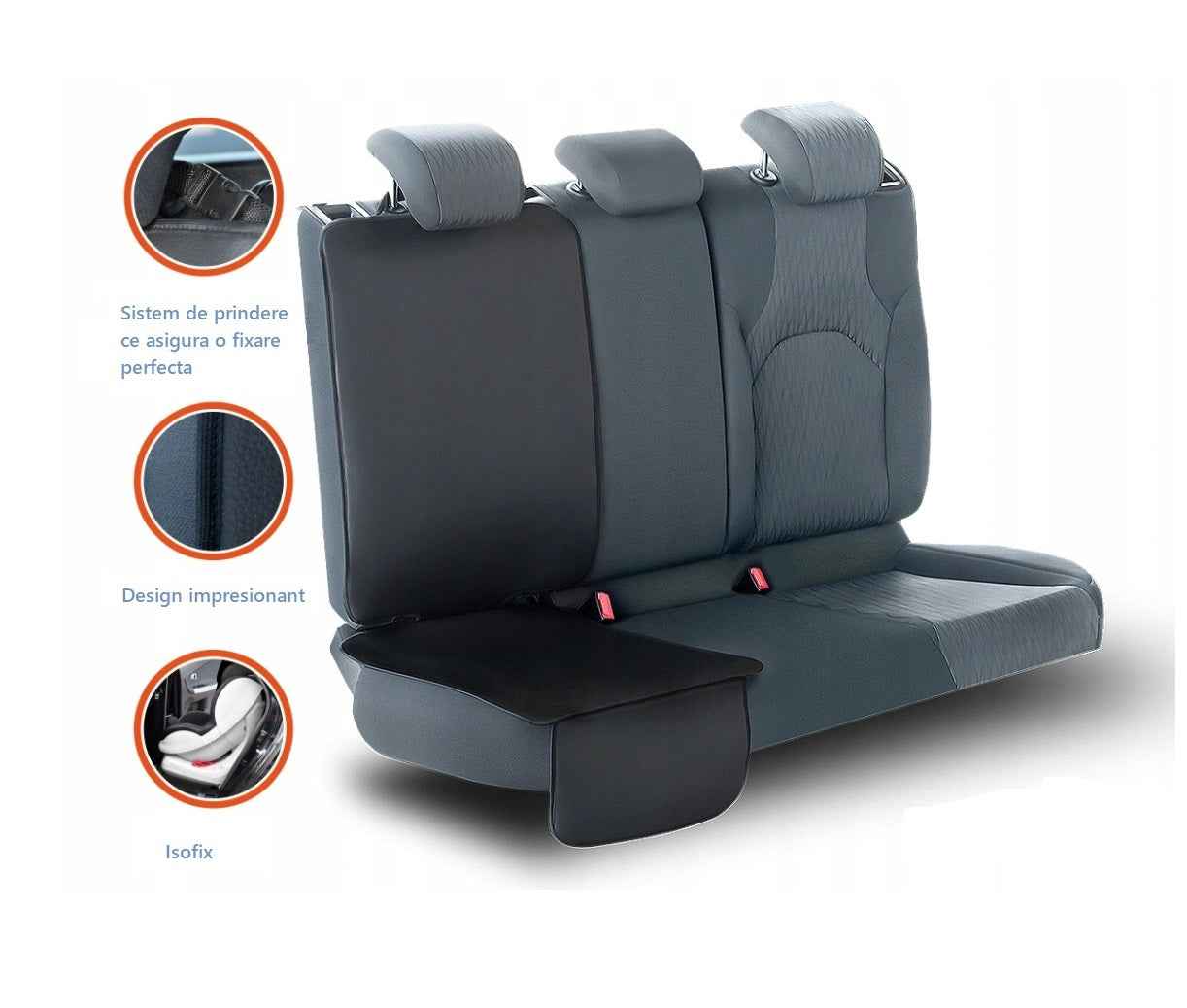 Set 2 protectii scaune auto - protectie spatar scaun fata si protectie bancheta spate scaun, scoica bebe 10070 + 20201