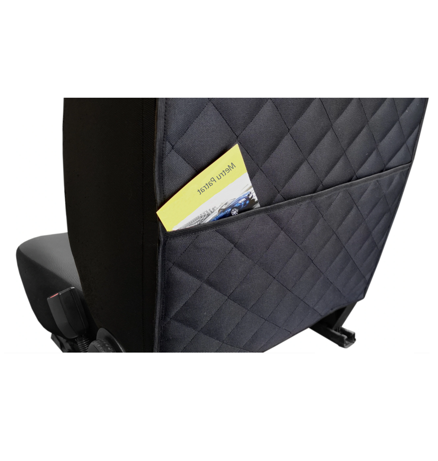 Set 4 protectii auto, 2 bucati scoica bebe + 2 bucati orgabizator spatar cu buzunar,  pentru scaune fata sau bancheta spate, matlasate, lavabile, universale, negre - MetruPatrat.ro