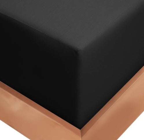 Cearceaf de pat cu elastic, bumbac natural 100%, negru