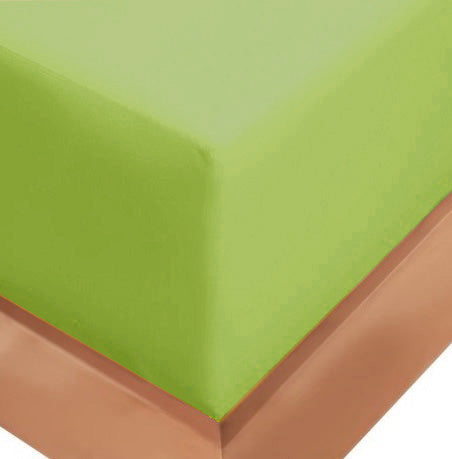 Cearceaf de pat cu elastic, bumbac natural 100%, verde mat - MetruPatrat.ro