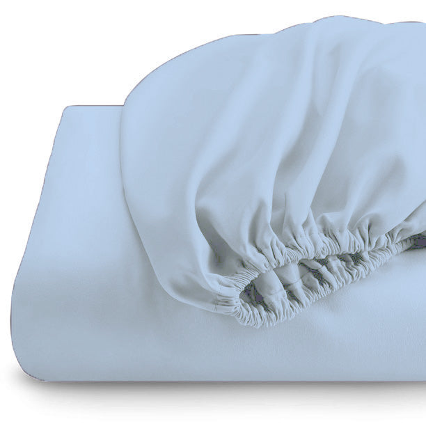 Cearceaf de pat cu elastic, bumbac natural 100%, albastru deschis - MetruPatrat.ro