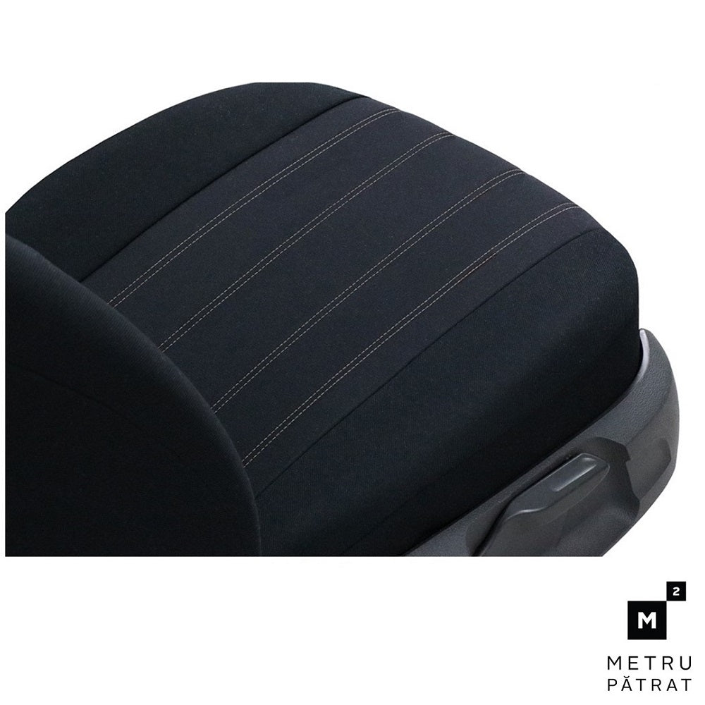 Set 2 huse auto Universale tip maieu, Confort, din textil tapiterie, Negru-Gri