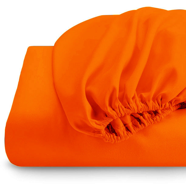Cearceaf de pat cu elastic, bumbac natural 100%, portocaliu - MetruPatrat.ro