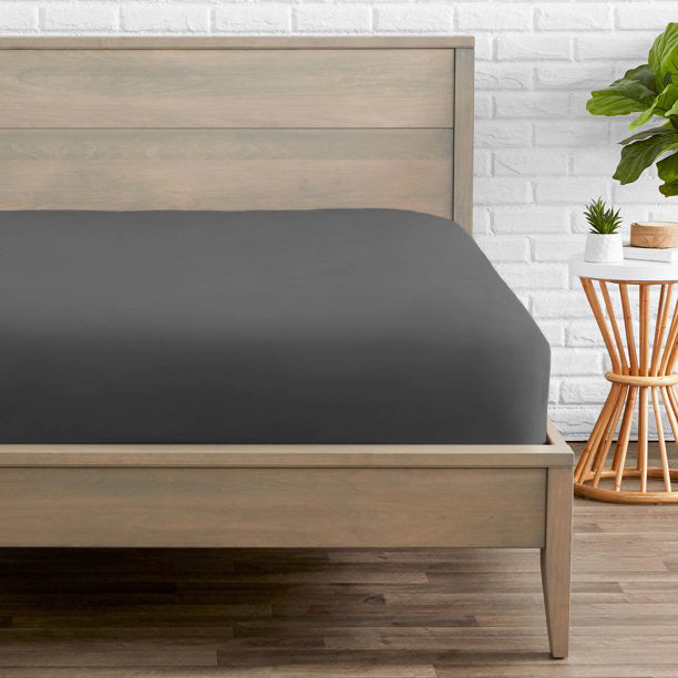 Cearceaf de pat cu elastic, bumbac natural 100%, gri