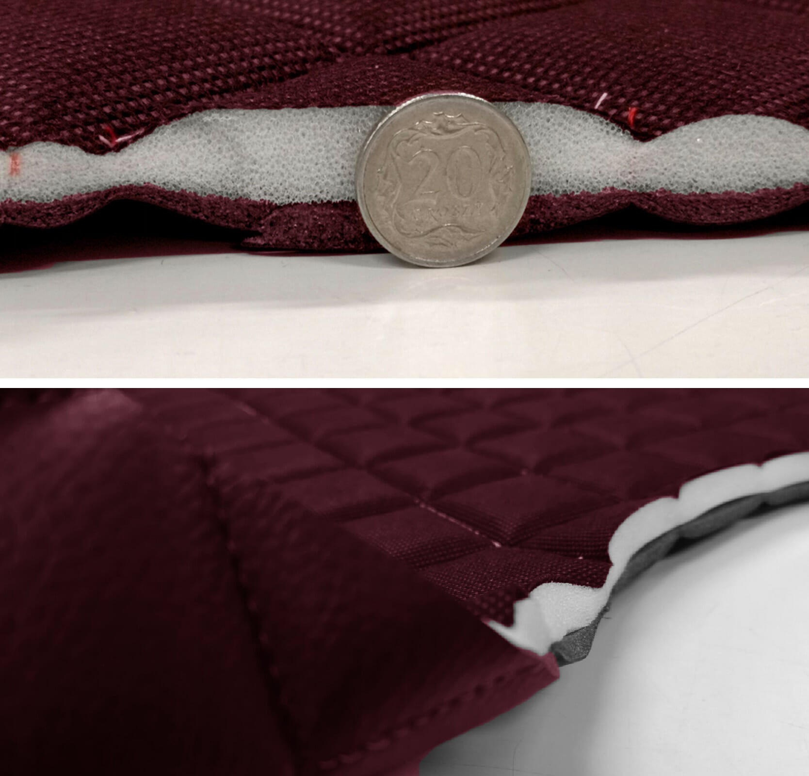 Set 2 protectii auto matlasate, universale, lavabile, grena, protectie sezut scaun sau bancheta si protectie spatar scaun, Metru Patrat - MetruPatrat.ro